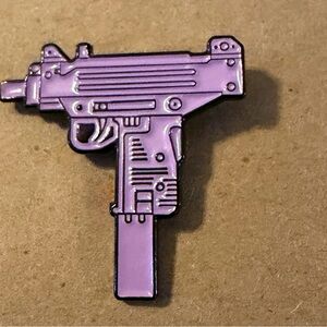 Pink/purple Uzi Gun-Shaped Enamel Pin